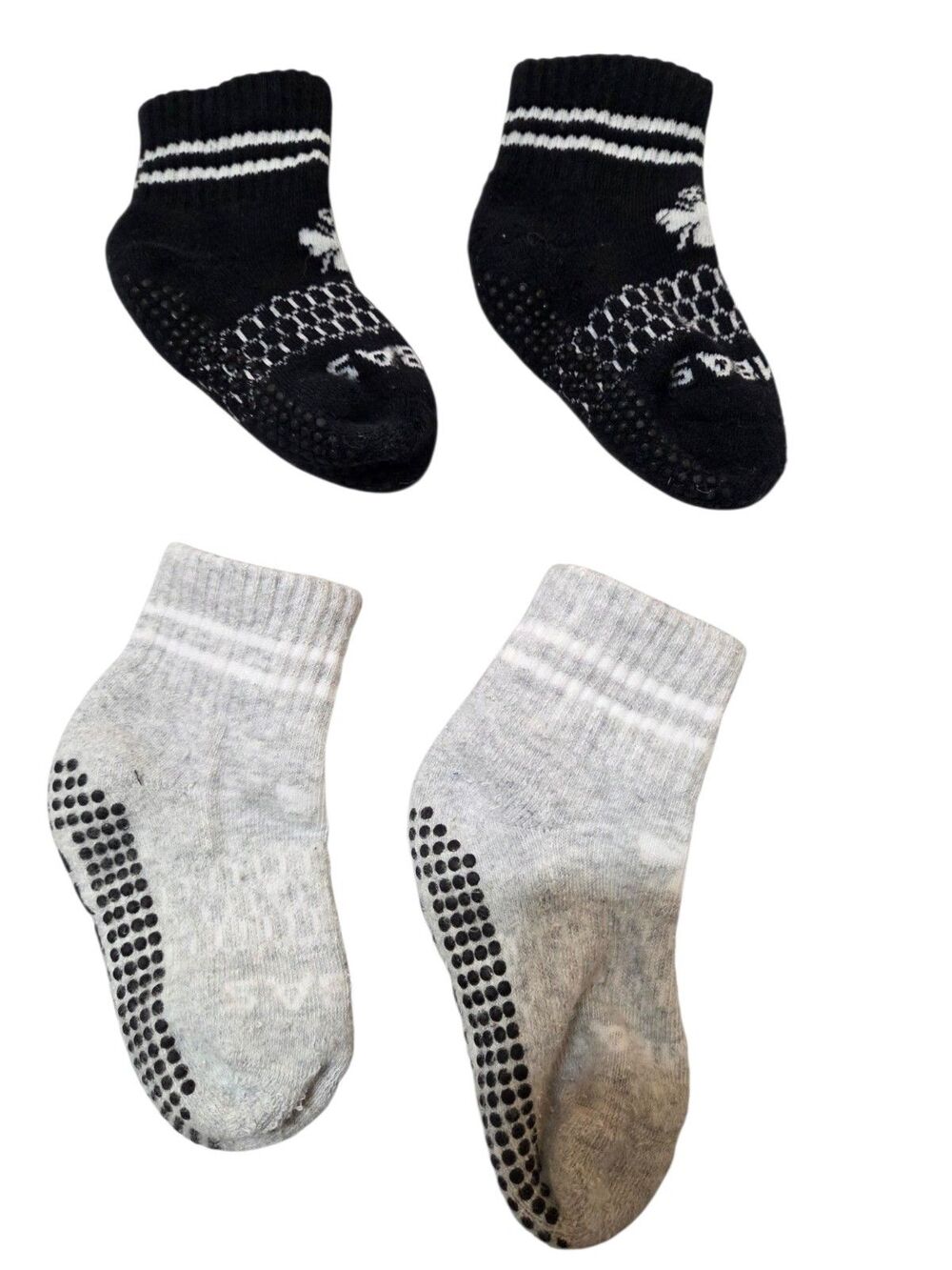 Bombas Toddler Gripper Calf Socks Lot 2 Pair Black Gray Anti Slip Size T 1-3 Yrs